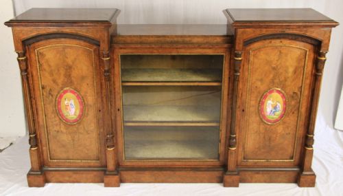 victorian burr walnut side cabinet