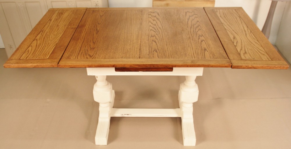 shabby chic painted oak draw leaf dining table