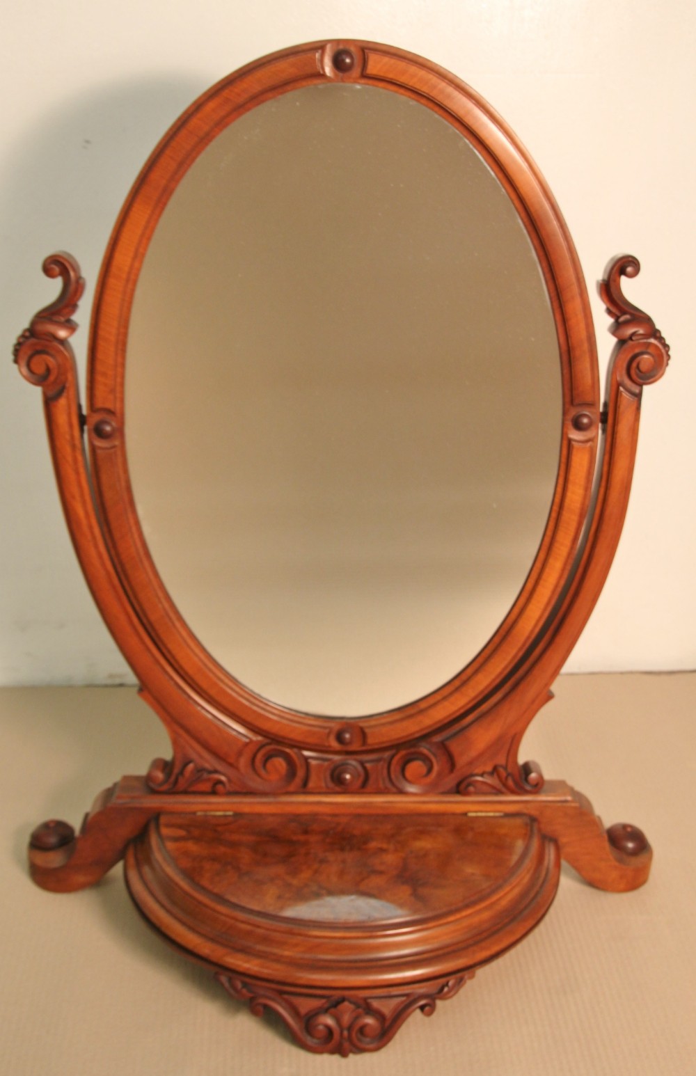 victorian burr walnut toilet mirror