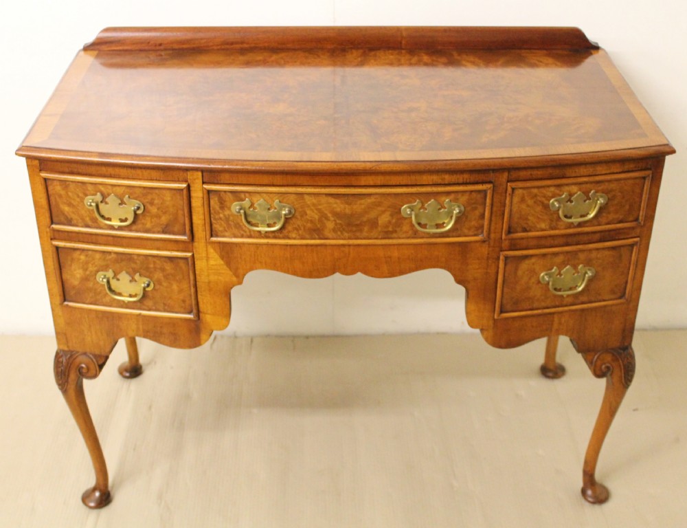 bow fronted burr walnut dressing table