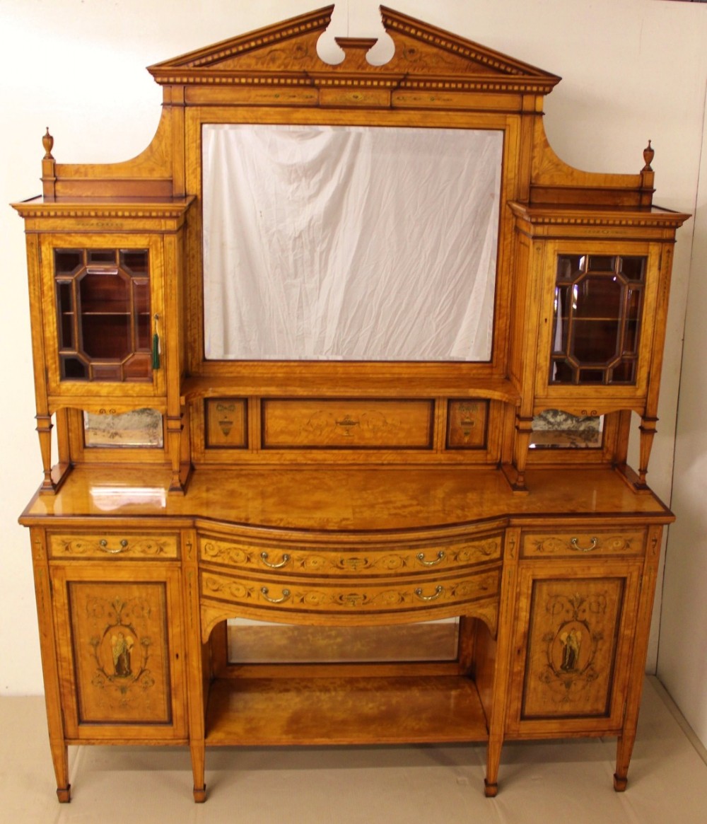 inlaid satinwood parlour cabinet by maple and co
