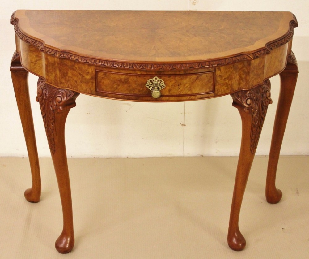burr walnut console table