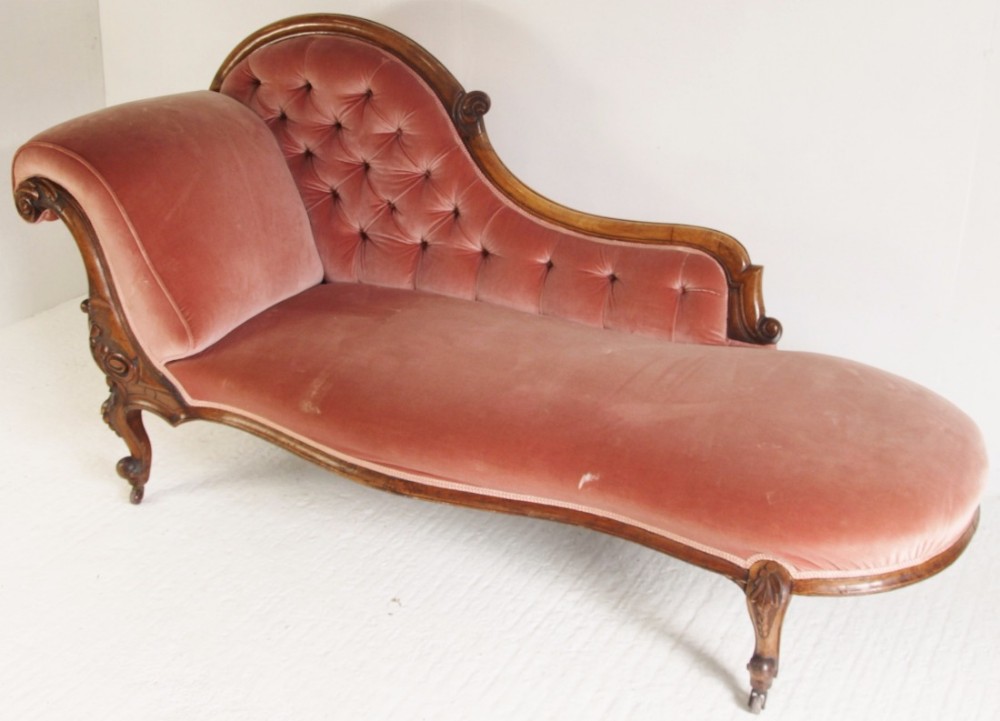 victorian walnut chaise longue