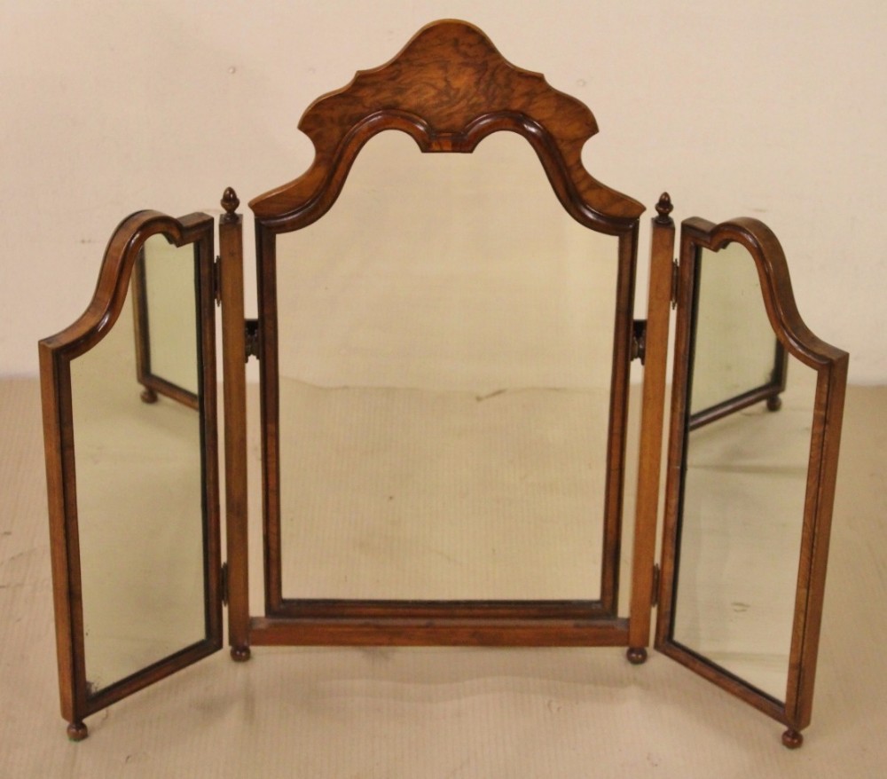 burr walnut triptych dressing mirror