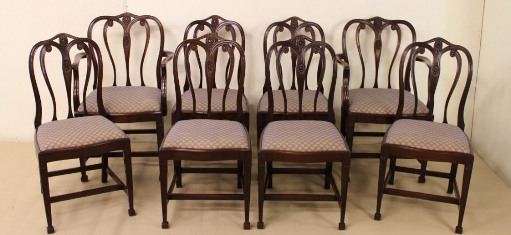 set of 8 mahogany hepplewhite style dining chairs