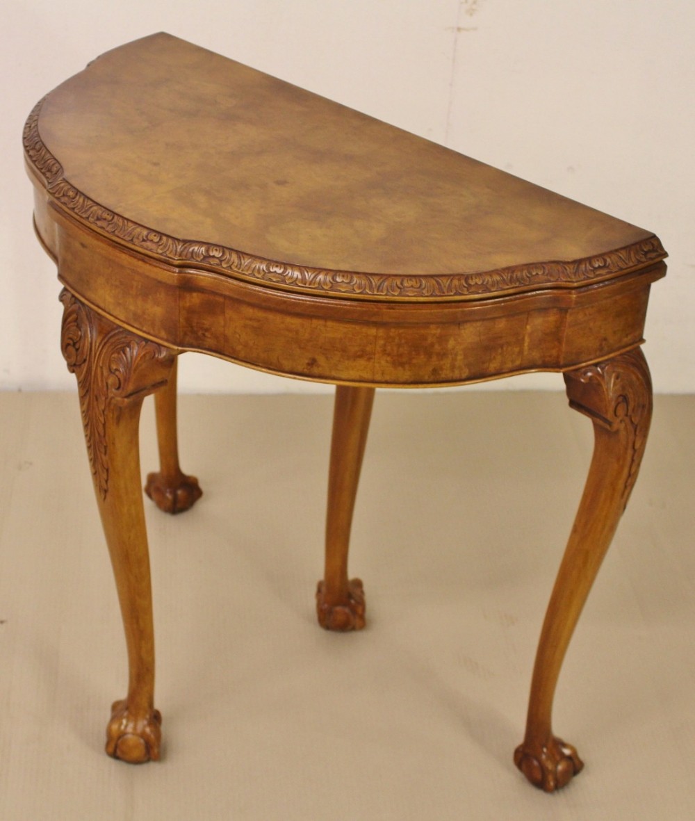 burr walnut card table