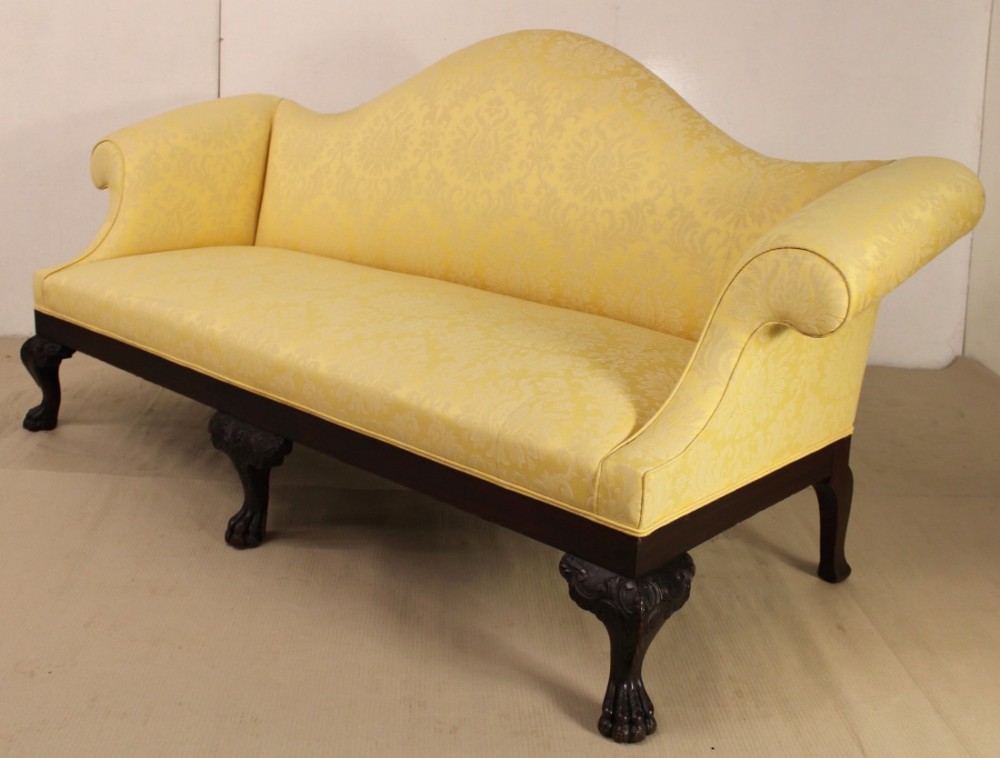 chippendale style camel back settee