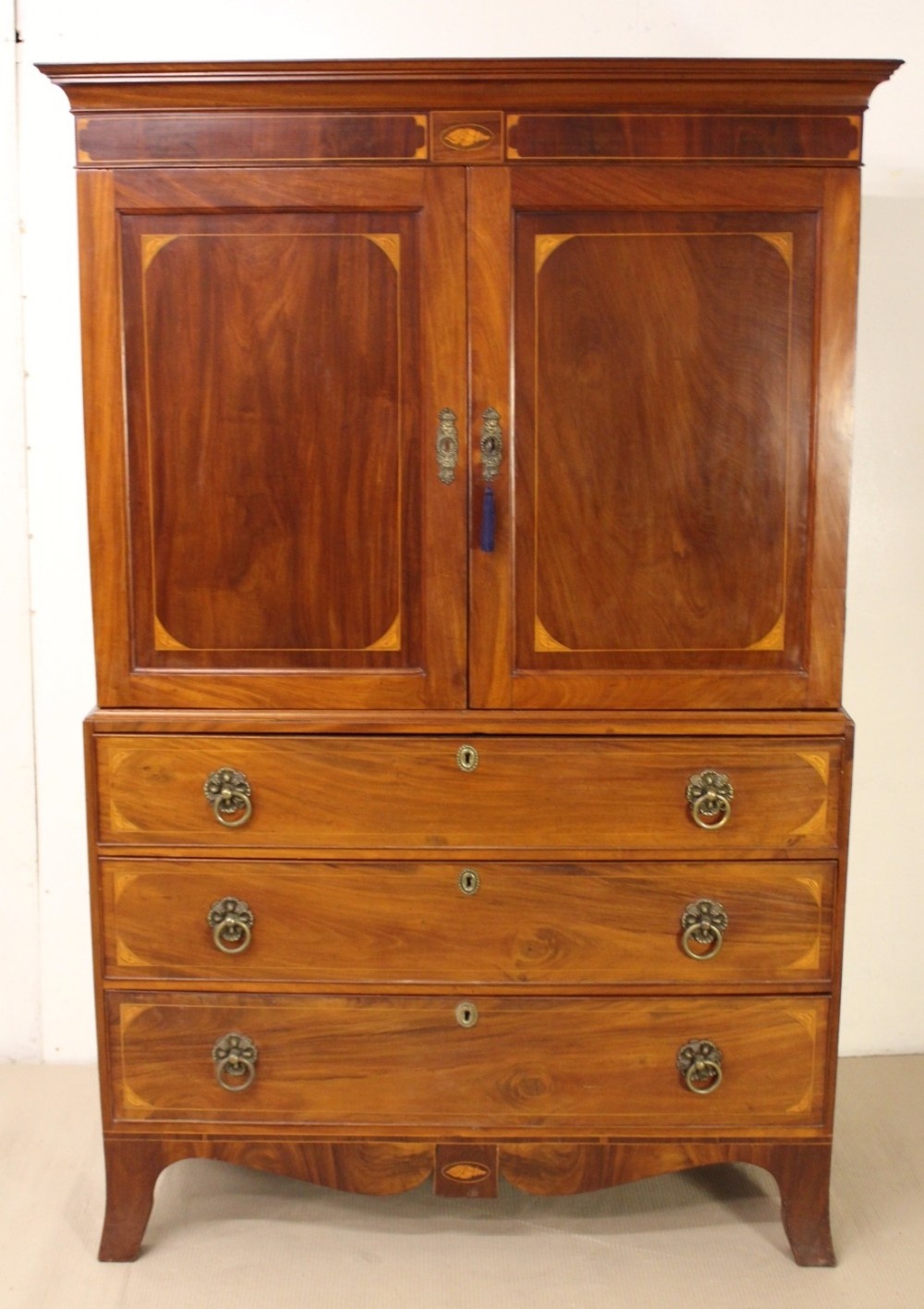 inlaid mahogany channel islands linen press