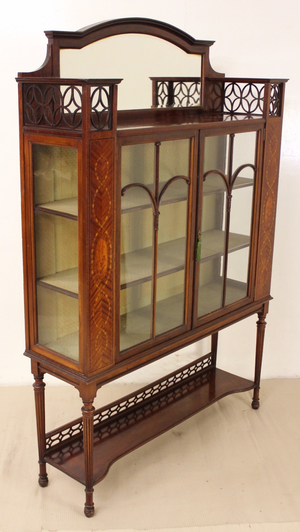 inlaid mahogany display cabinet