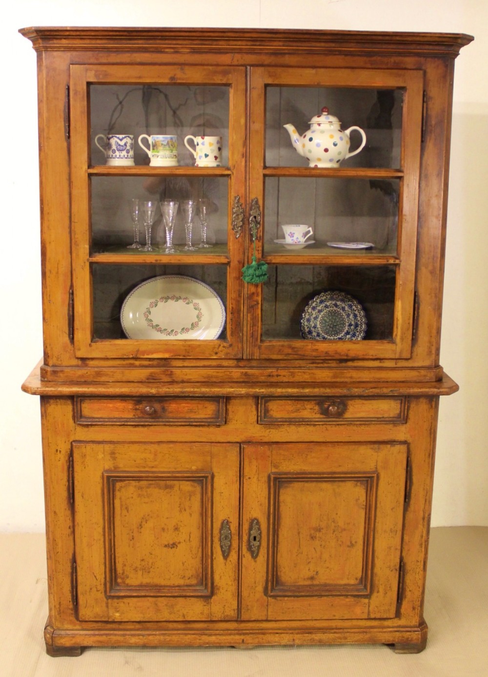 19th century rustic farmhouse glazed pine dresser