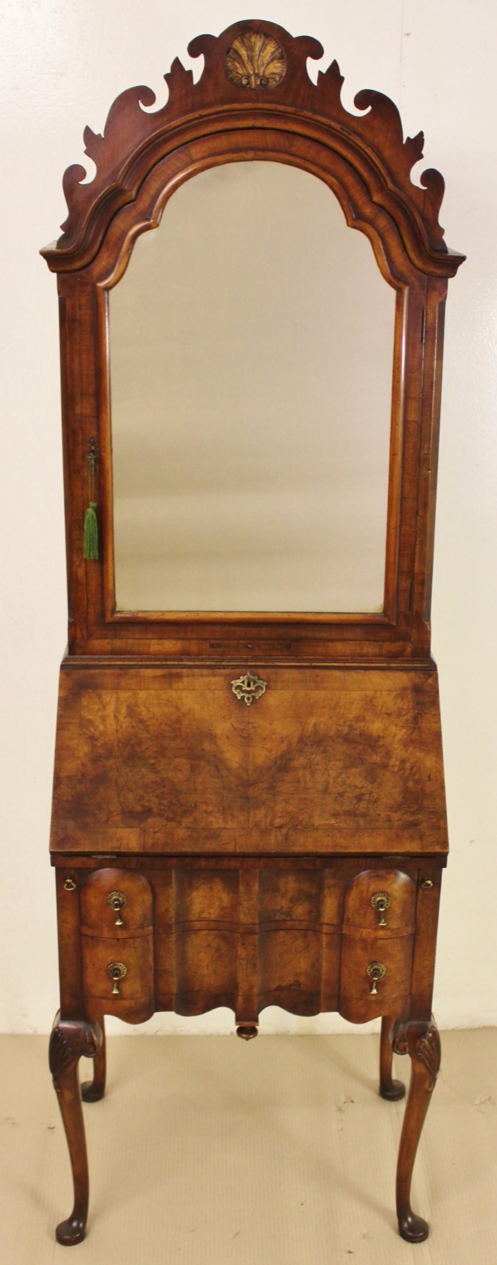 burr walnut bureau bookcase