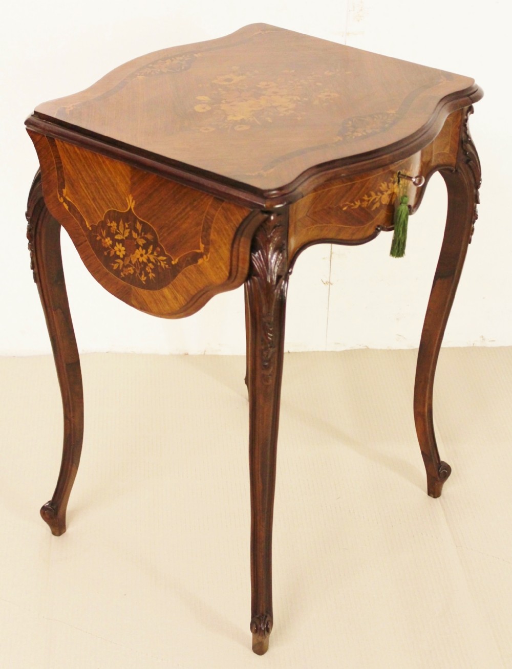 marquetry inlaid rosewood work table