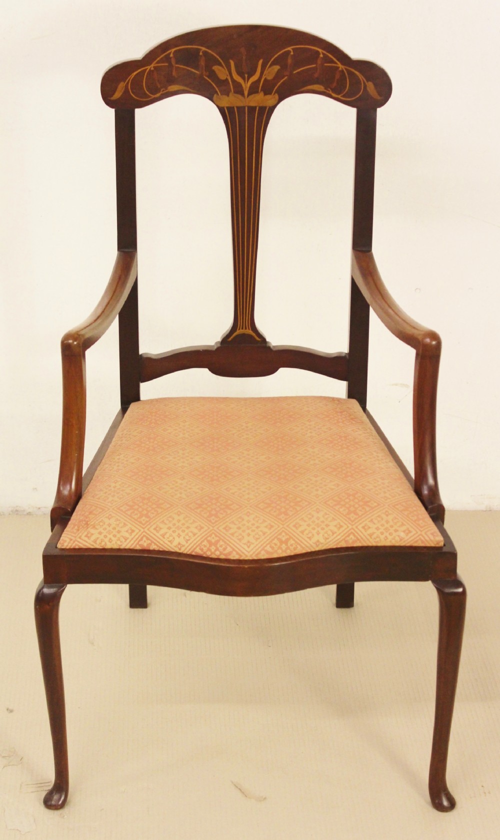 inlaid mahogany art nouveau armchair