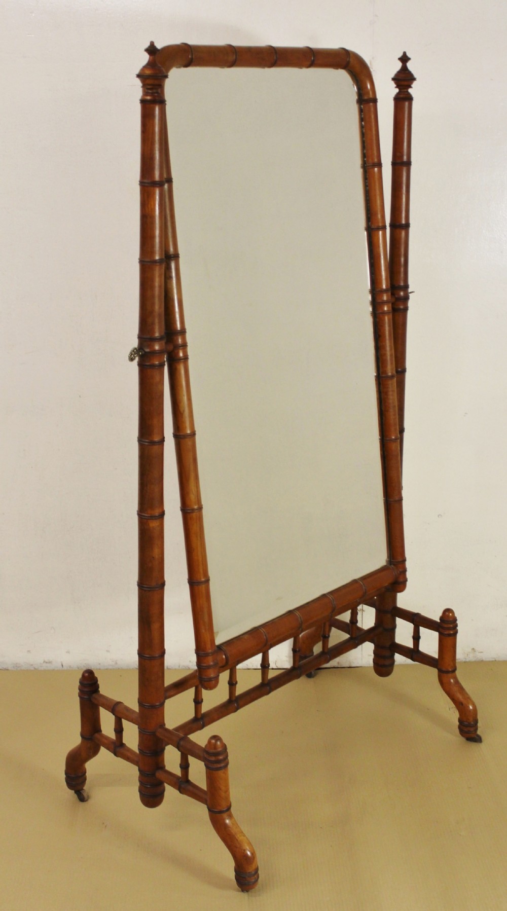 victorian faux bamboo cheval mirror