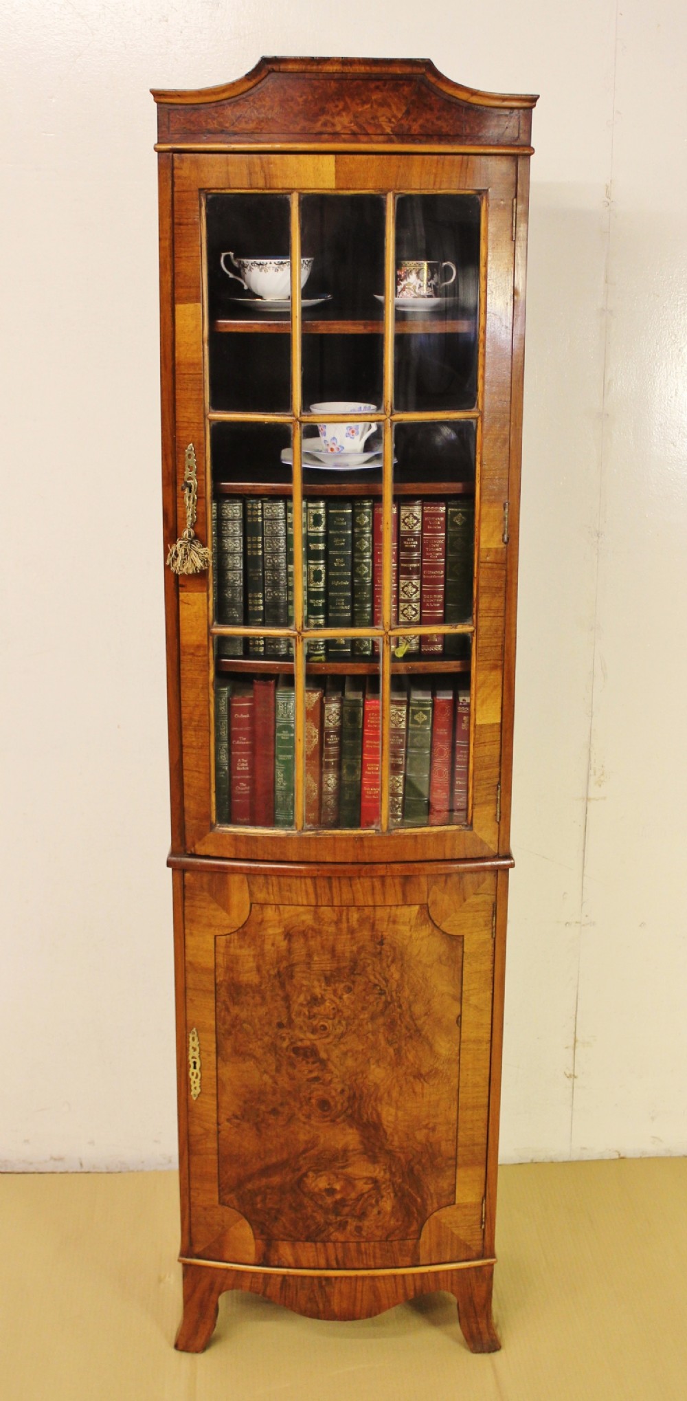 slender burr walnut bookcase