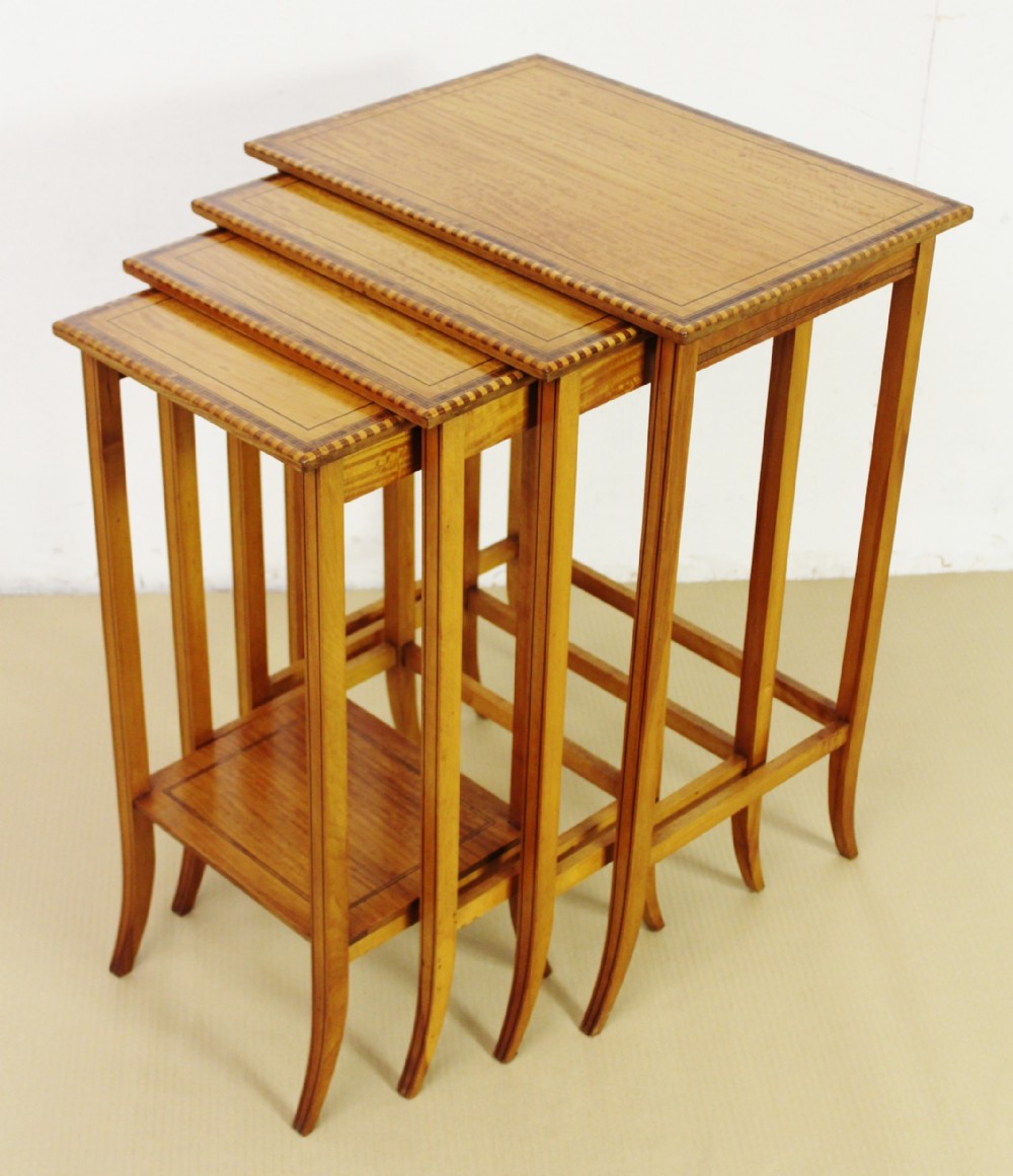 inlaid satinwood nest of 4 tables