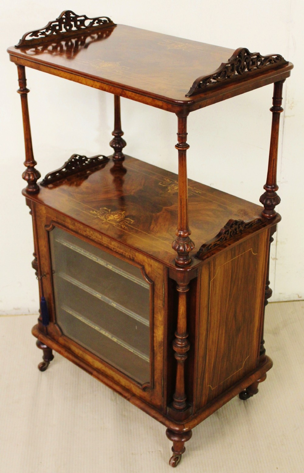 inlaid burr walnut music cabinet wotnot