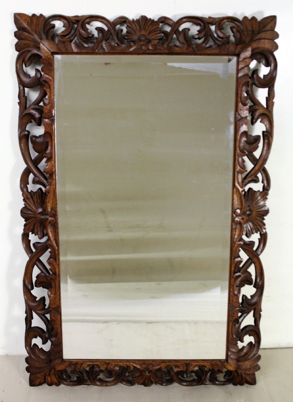 large carved oak mirror