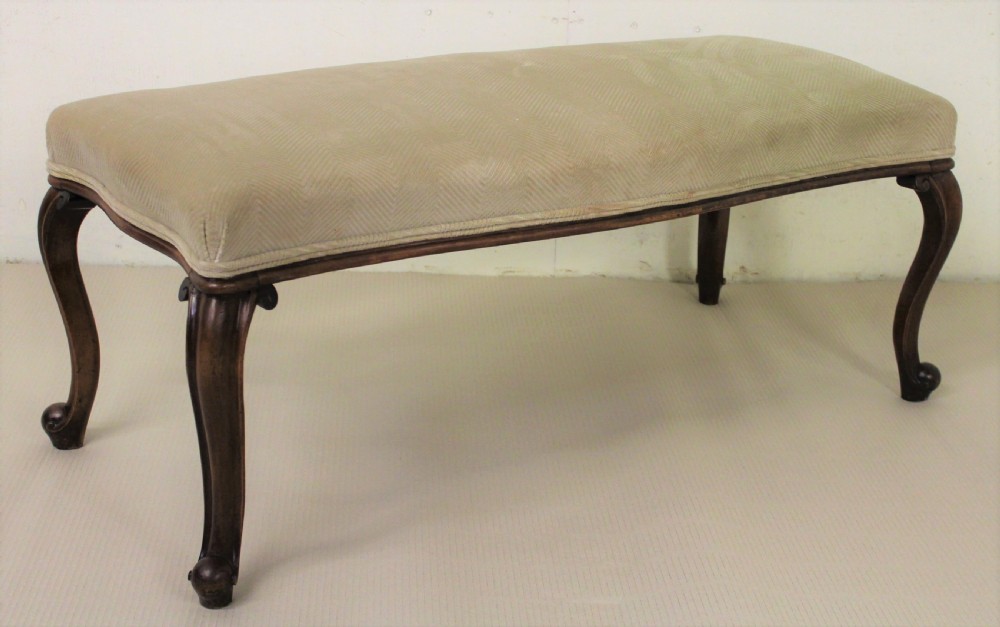 long victorian walnut upholstered stool