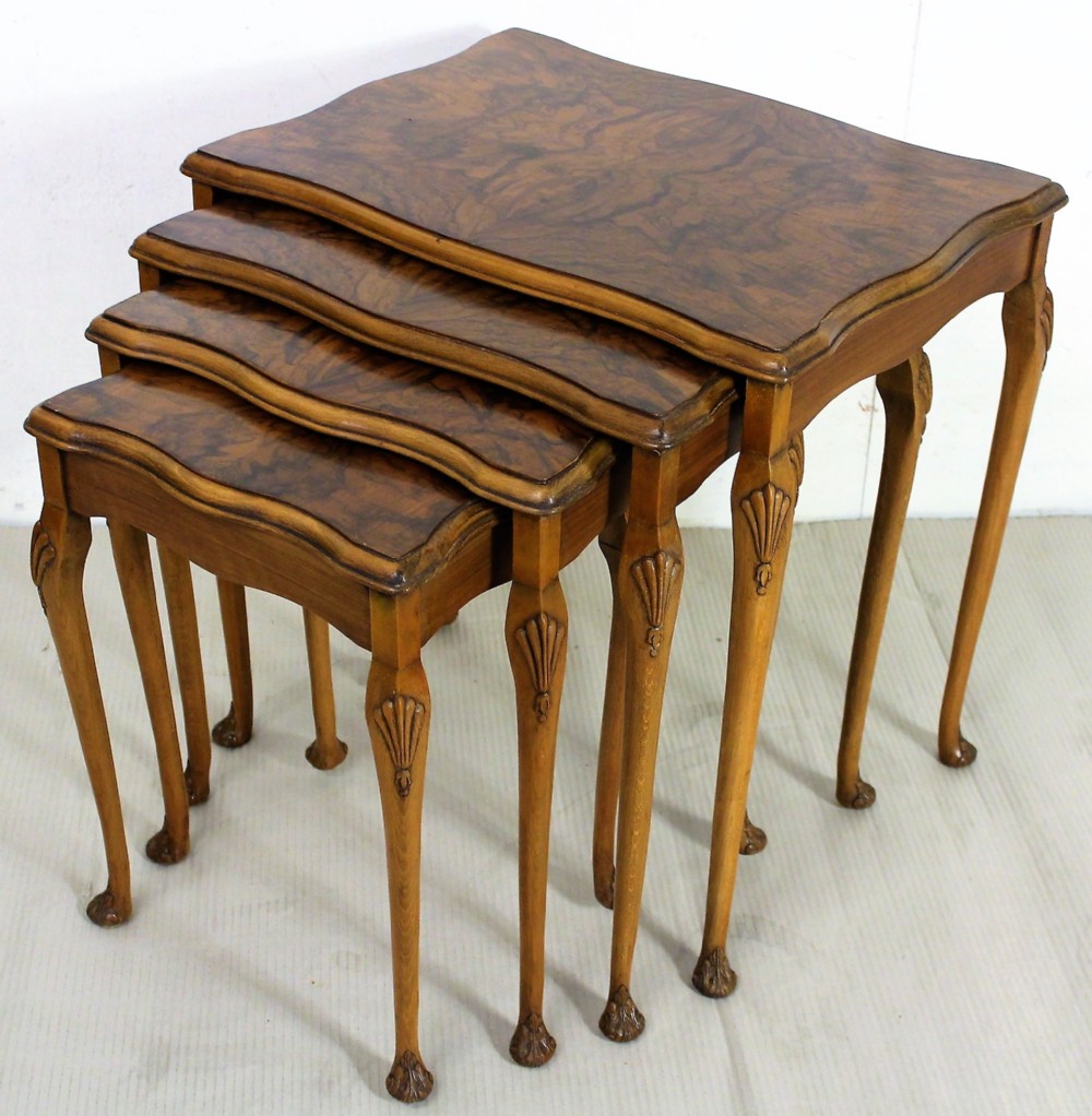 burr walnut nest of 4 tables