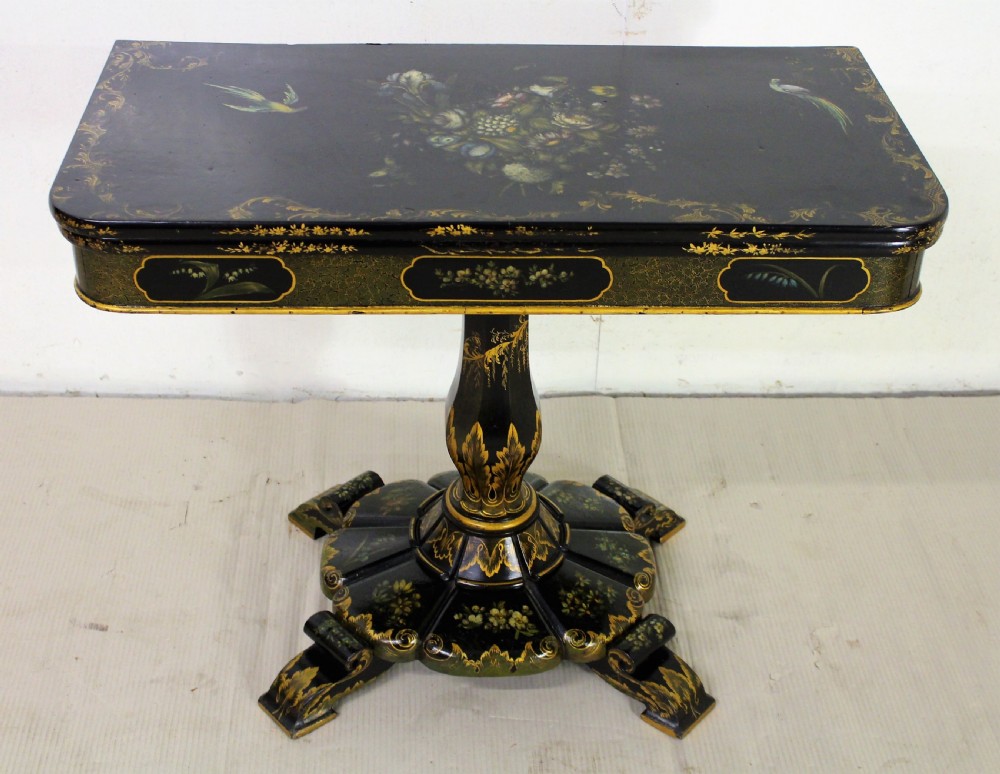 victorian japanned lacquered card table