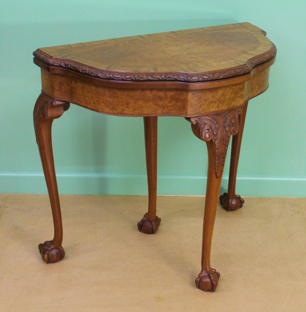 burr walnut card table