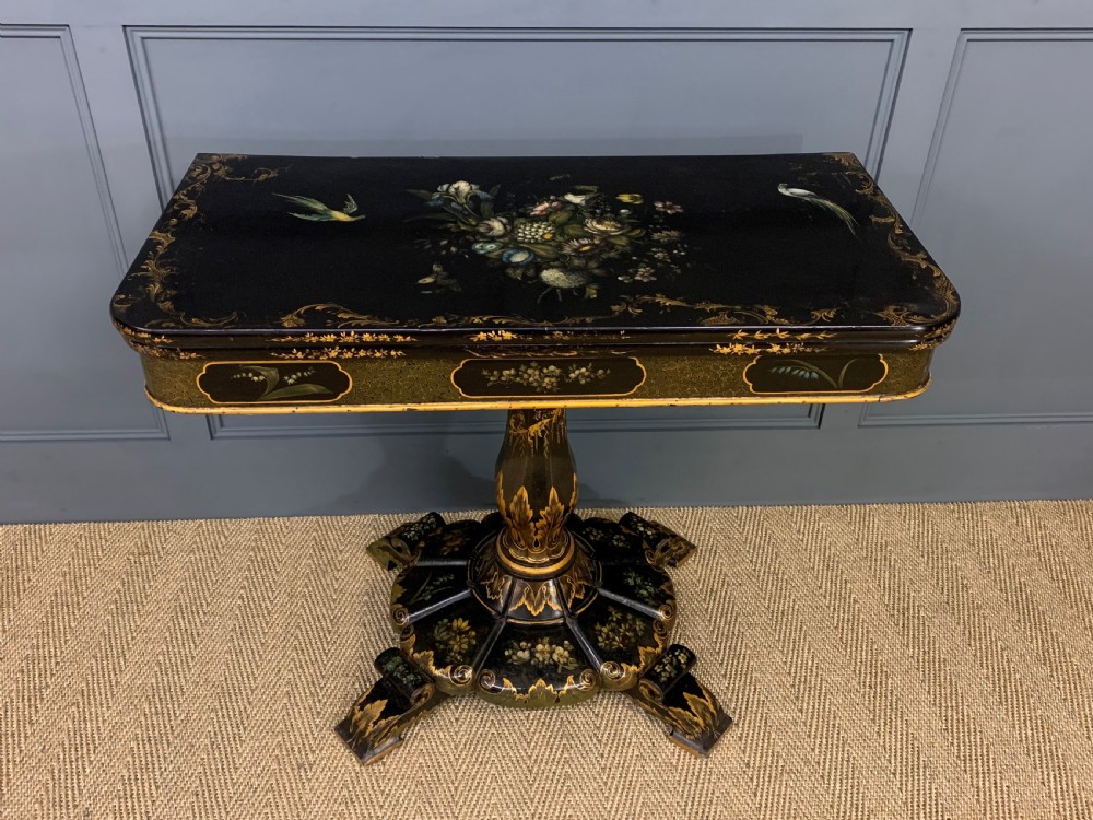 victorian japanned lacquered card table