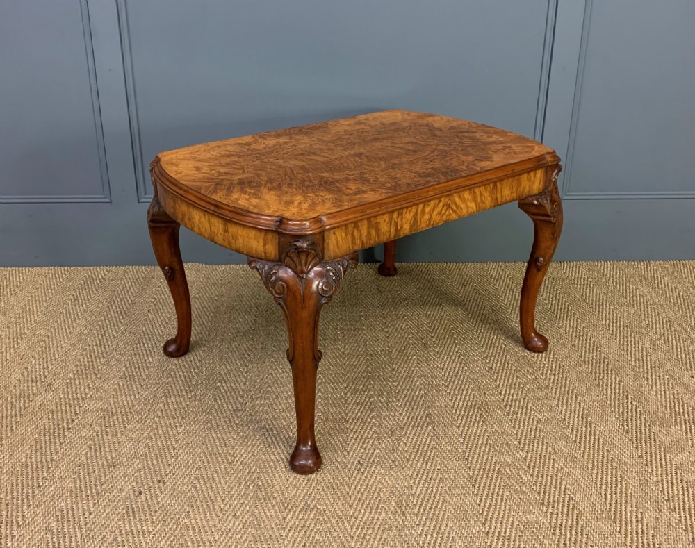 queen anne style burr walnut coffee table