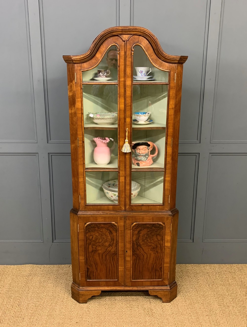 burr walnut corner cabinet