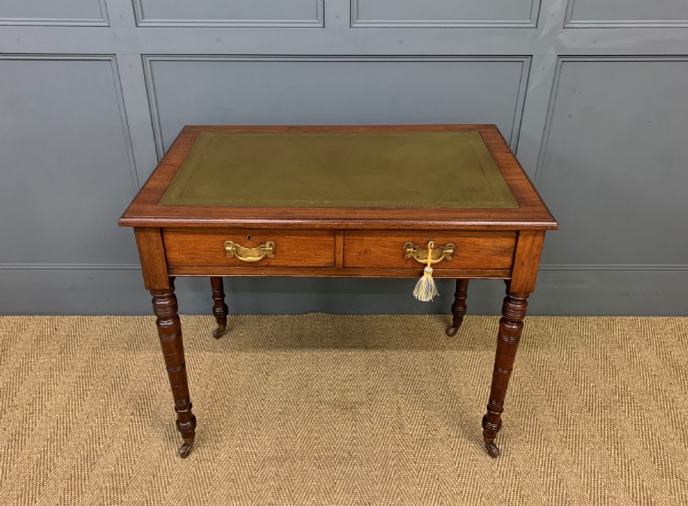 victorian walnut 2 drawer writing table