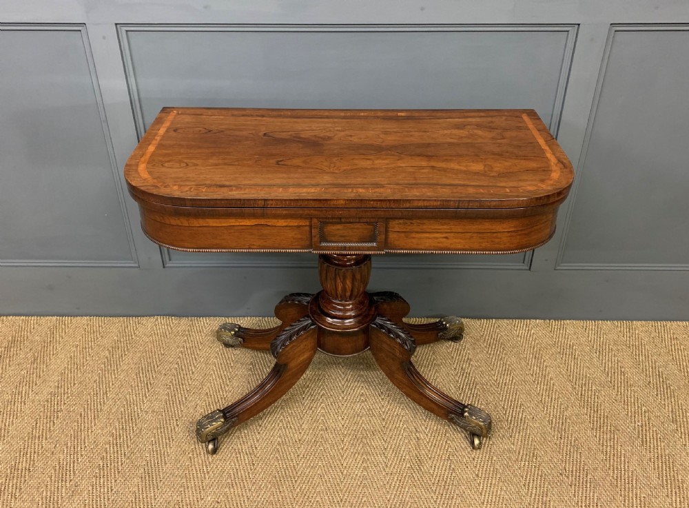 regency inlaid rosewood card table