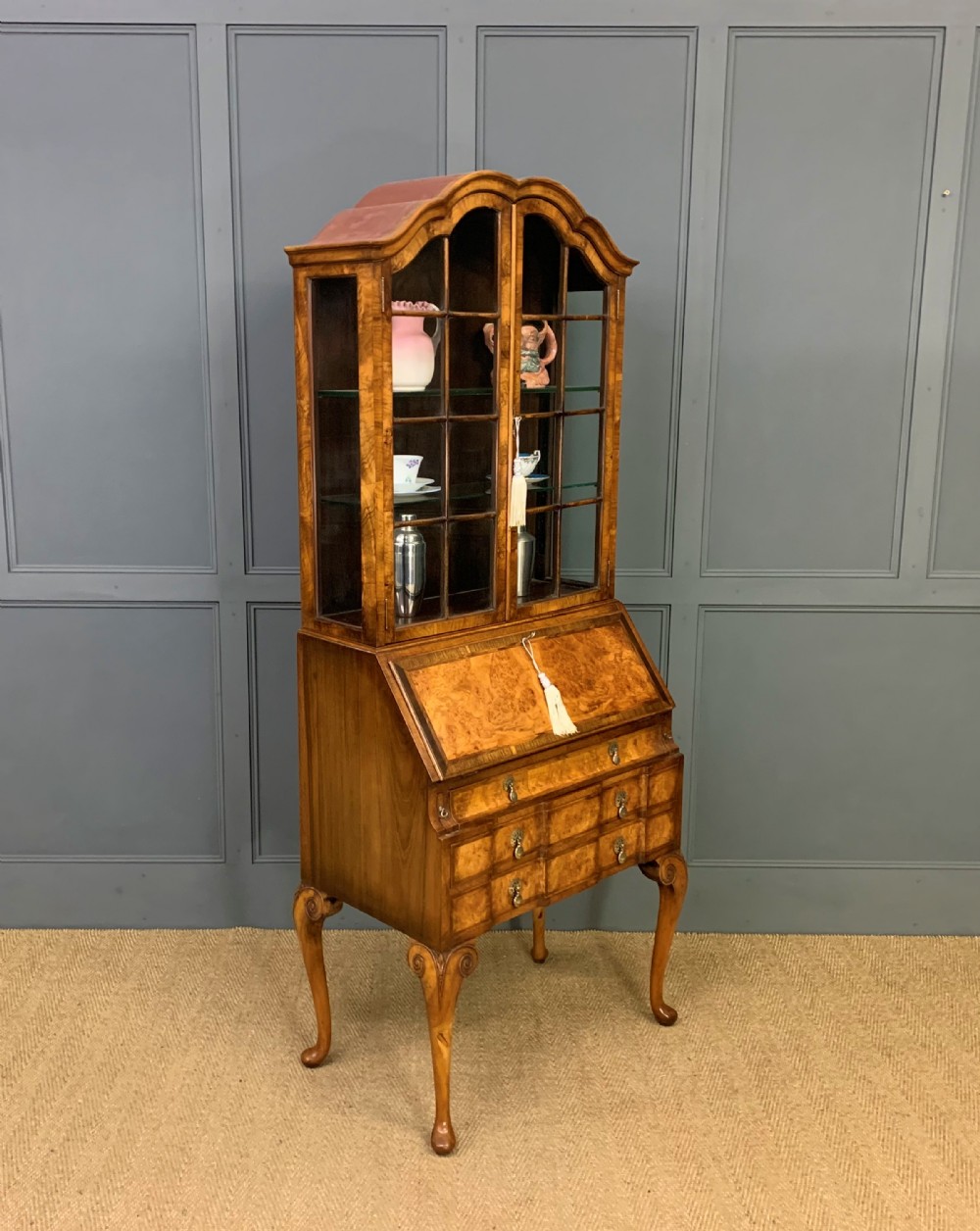 burr walnut bureau cabinet by maple and co