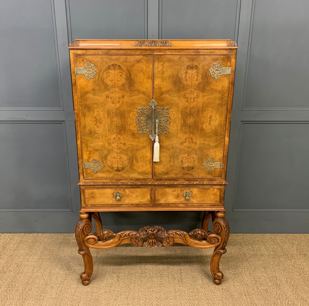 burr walnut cocktail cabinet
