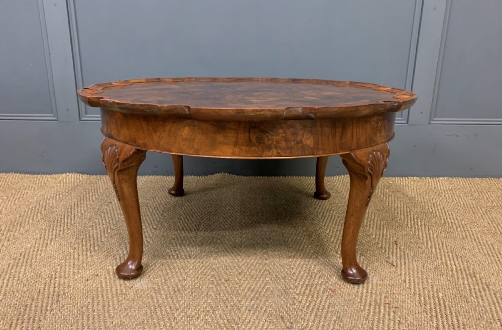 Round Burr Walnut Coffee Table 812065 www.camdenantiques.co.uk
