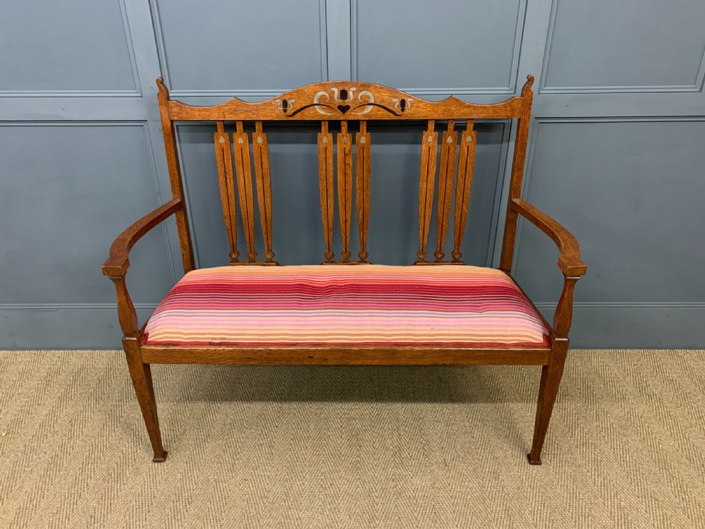 arts and crafts inlaid bench