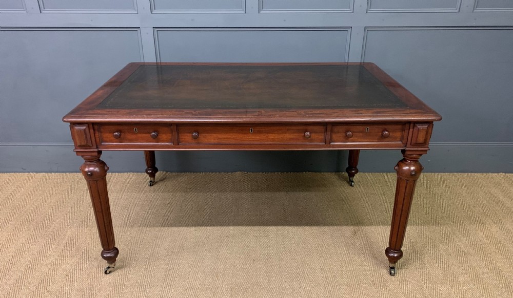 victorian mahogany 3 drawer writing table