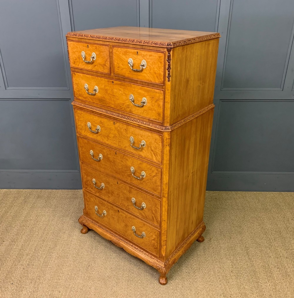 burr walnut tallboy