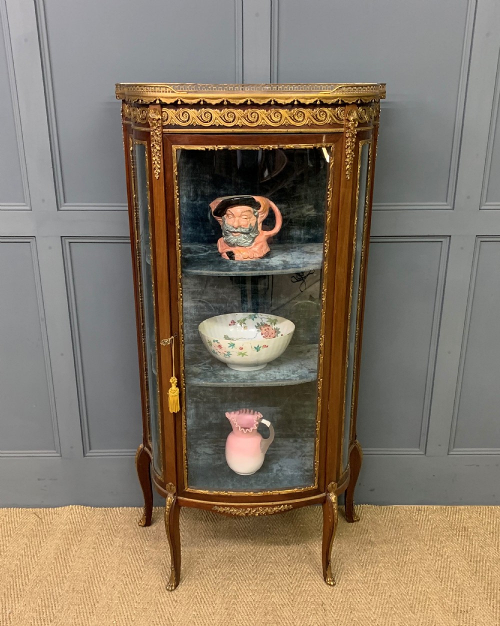 french mahogany marble top vitrine