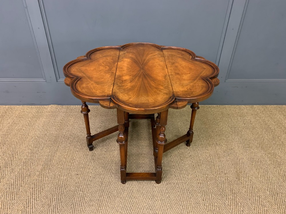 burr walnut gate leg coffee table