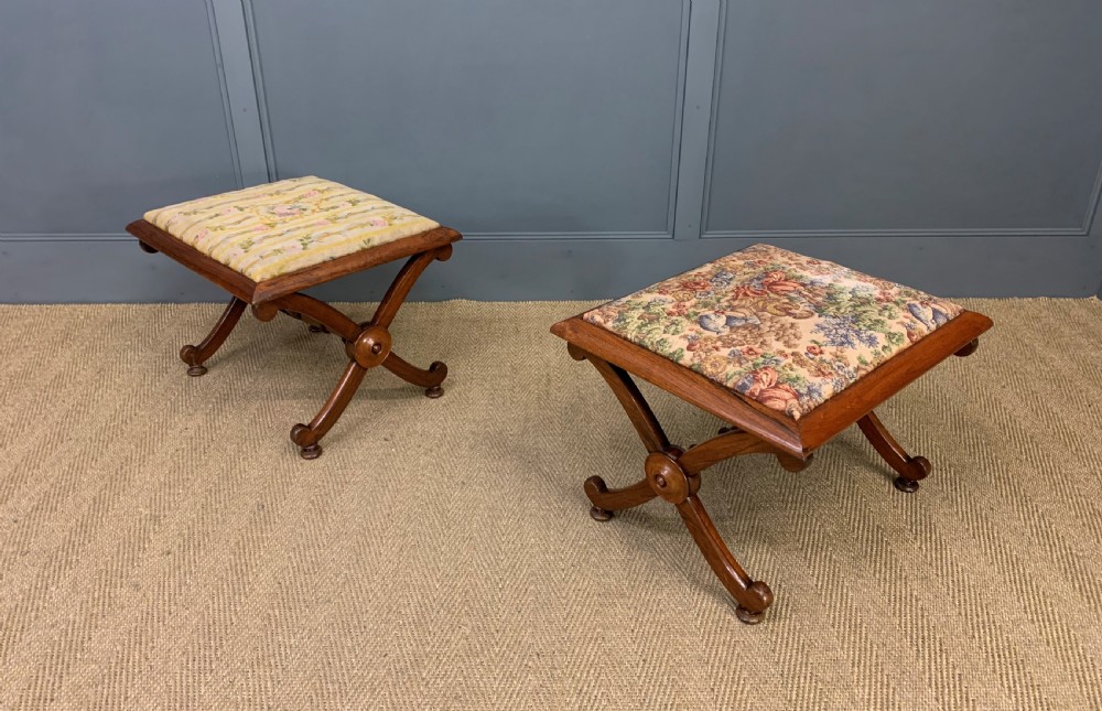 pair of early 19th century rosewood x frame stools