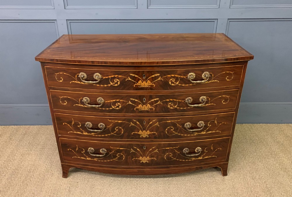 gillows georgian inlaid mahogany chest of drawers