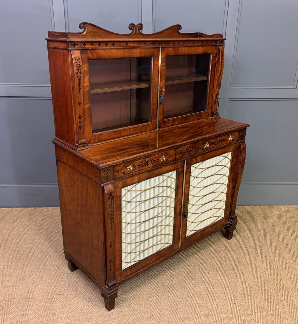 regency period inlaid mahogany side cabinet