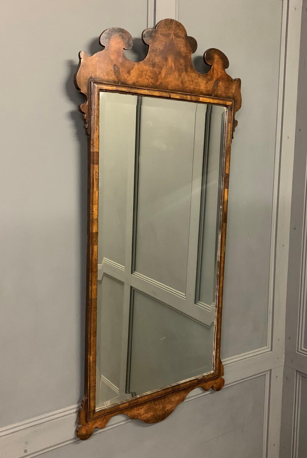 19th century burr walnut mirror