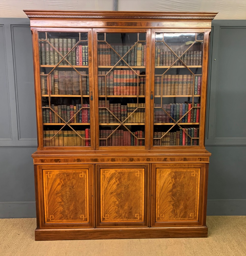 edwards and roberts inlaid mahogany bookcase