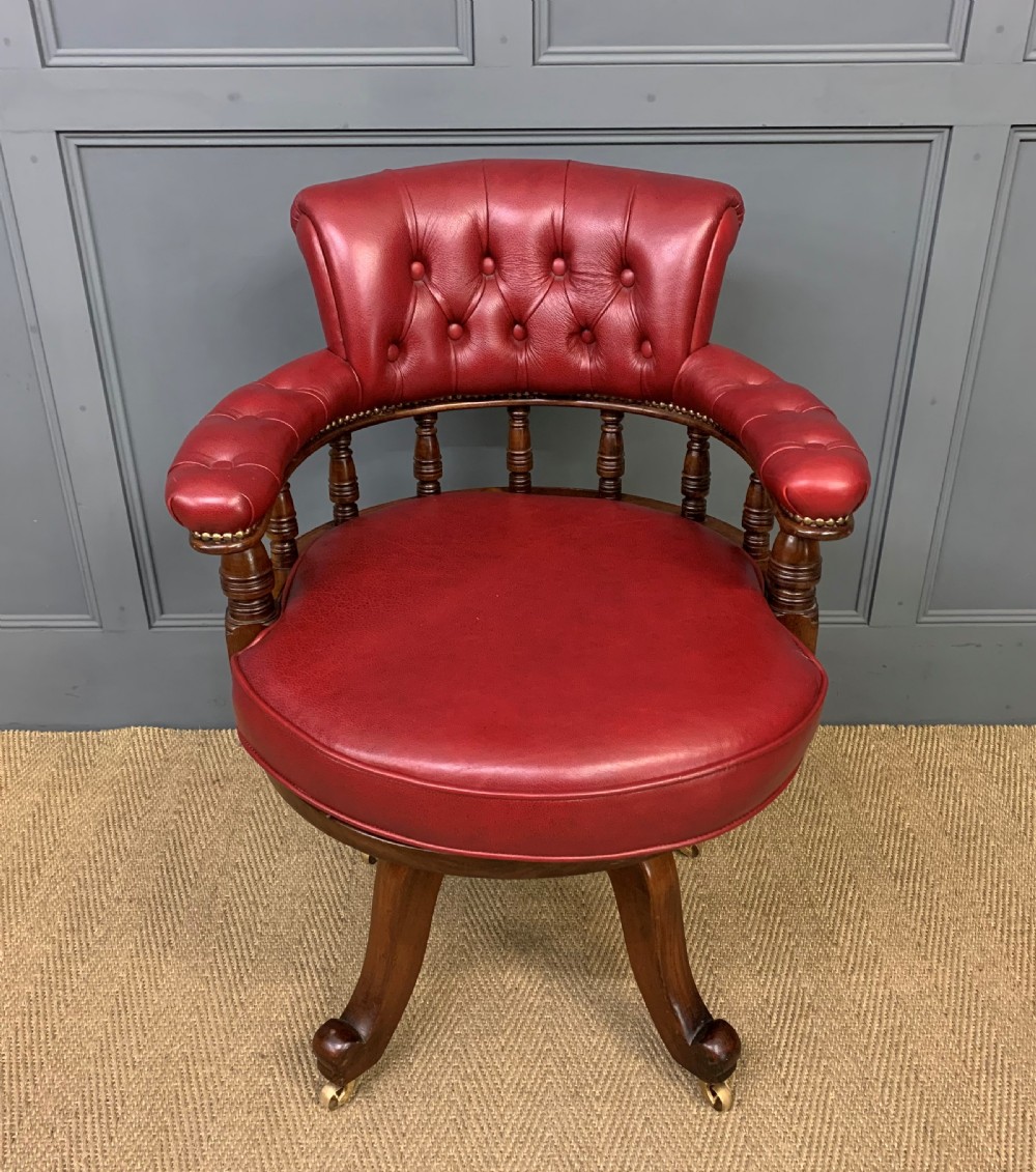 Victorian Leather Upholstered Revolving Desk Chair 1010412 www