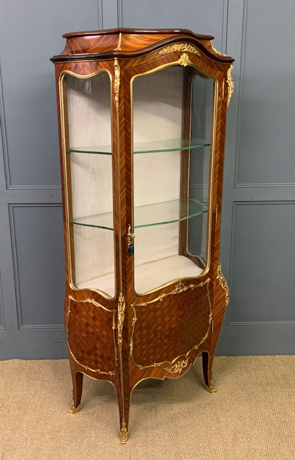 superb 19th century french kingwood parquetry vitrine