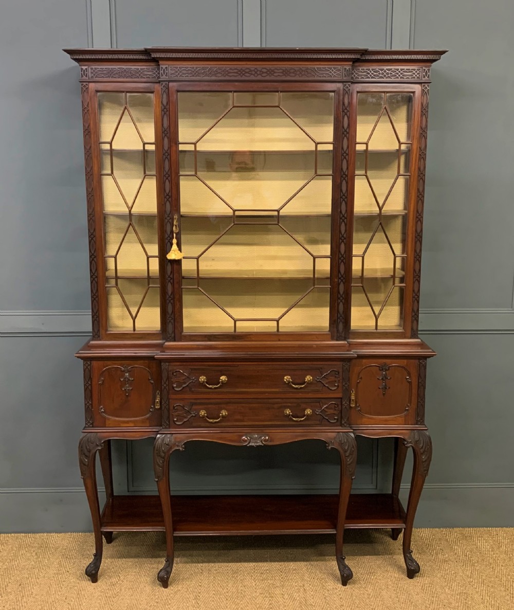 carved mahogany display cabinet by warings