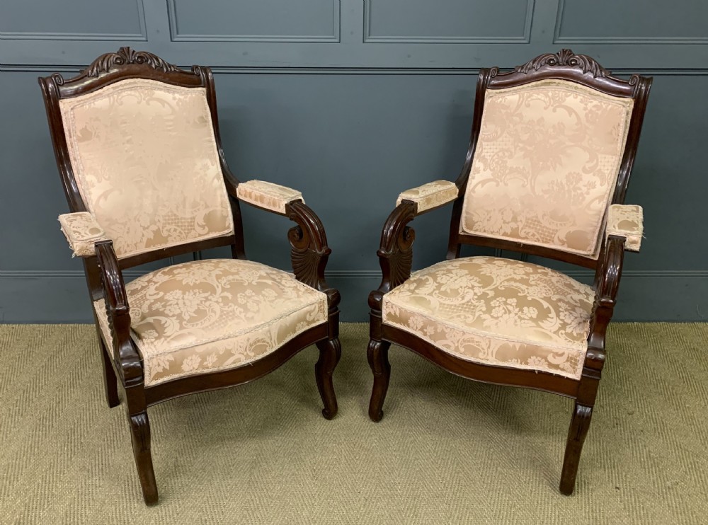 pair of 19th century french mahogany armchairs