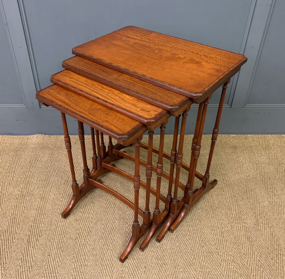 inlaid satinwood nest of 4 tables