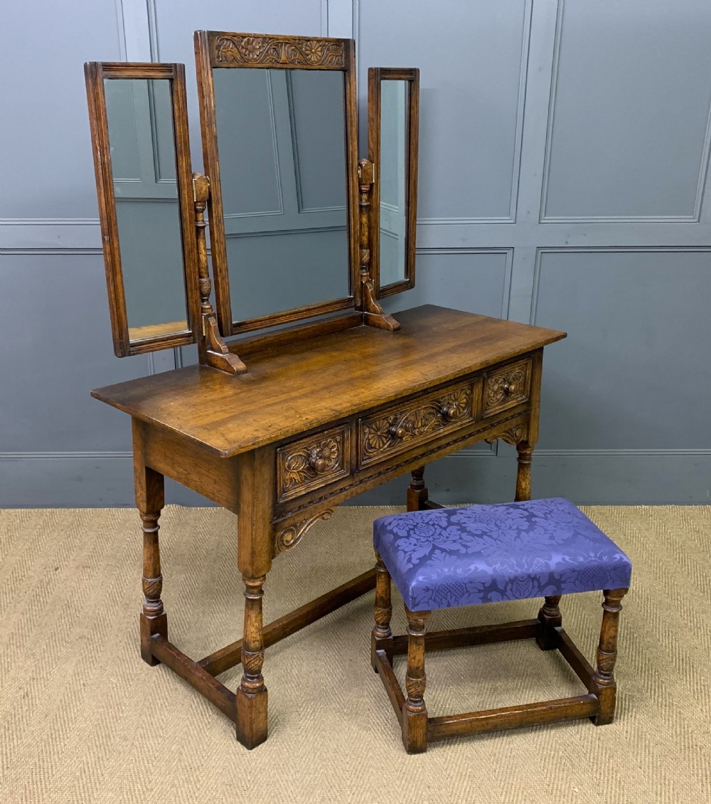 ipswich oak dressing table and stool